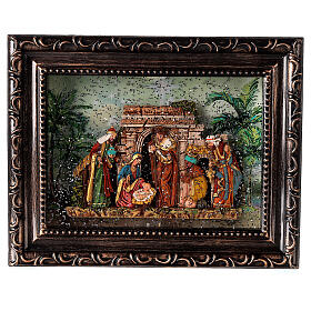 Picture with Holy Family with snow effect 20x25x5 cm
