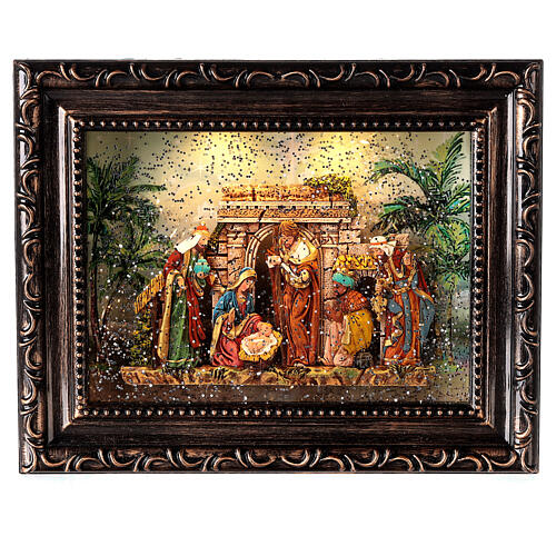 Picture with Holy Family with snow effect 20x25x5 cm 1