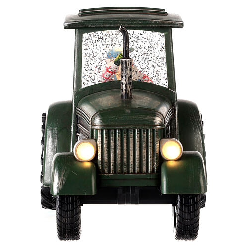 Traktor Święty Mikołaj szklana kula 20x20x10 cm 3