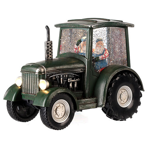 Traktor Święty Mikołaj szklana kula 20x20x10 cm 5