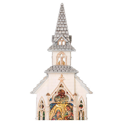 Glaskugel Krippe mit Kirche Lichtern und Schnee, 30x10x10 cm 5