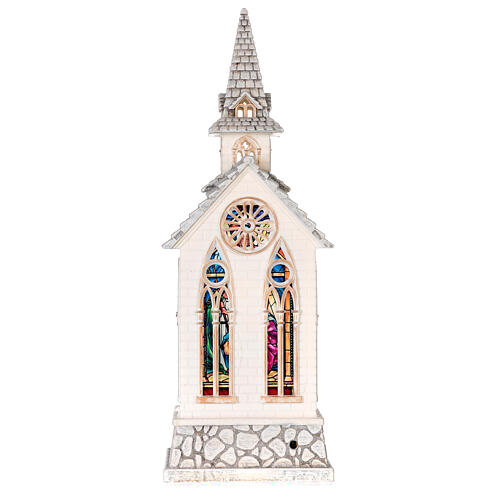 Glaskugel Krippe mit Kirche Lichtern und Schnee, 30x10x10 cm 8