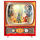 Snow globe with Santa and animals in a vintage TV 10x8x4 in s3