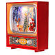 Snow globe with Santa and animals in a vintage TV 10x8x4 in s4