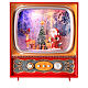 Snow globe with Santa and animals in a vintage TV 10x8x4 in s6