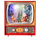 Snow globe with Santa and animals in a vintage TV 10x8x4 in s8