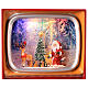 Sfera di vetro televisore Babbo Natale renne 25x20x10 cm s5