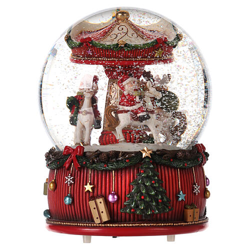 Snow globe with merry-go-round 10x6x6 in 2
