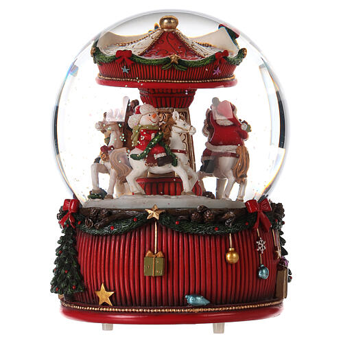 Snow globe with merry-go-round 10x6x6 in 4