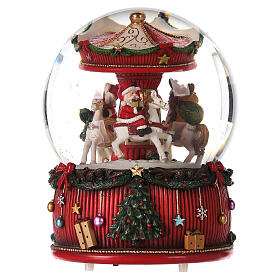 Bola de cristal de nieve con música caballos de carrusel 25x15x15 cm