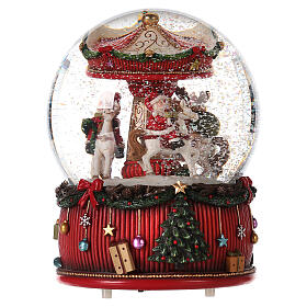 Glass snow globe with horse carousel 25x15x15 cm