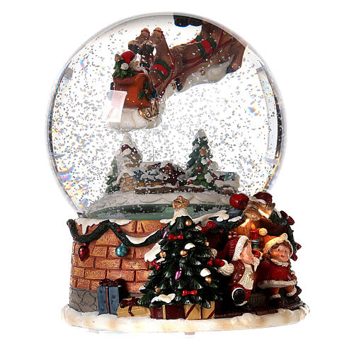 Glaskugel mit Schnee Weihnachtsmann und Schlitten, 20x15x15 cm 3