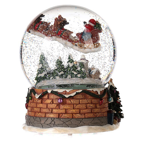 Szklana kula ze śniegiem i Świętym Mikołajem w saniach 20x15x15 cm 5