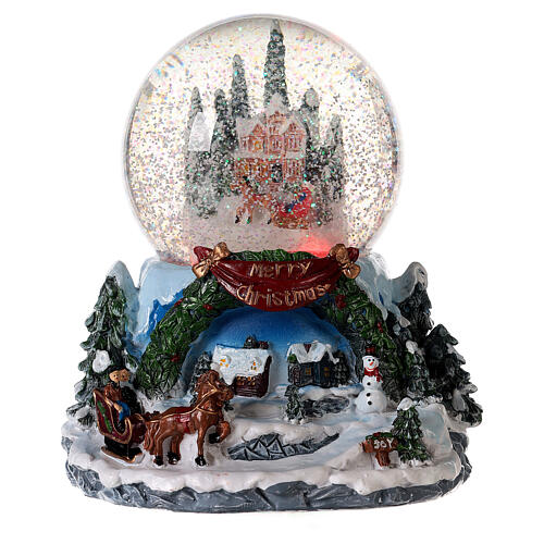 Glass snow globe with landscape and Santa Claus 20x15x15 cm