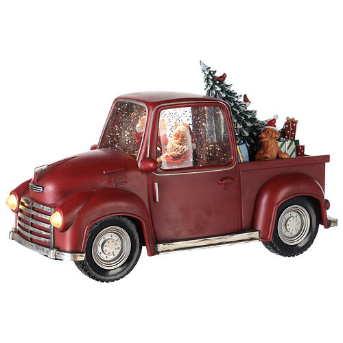 Santa Claus snow globe truck with tree 15x30x10 cm 5