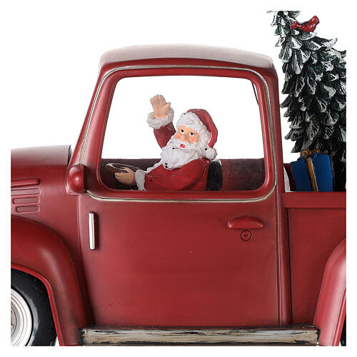 Santa Claus snow globe truck with tree 15x30x10 cm 6