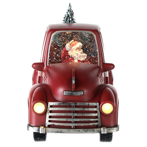 Santa Claus snow globe truck with tree 15x30x10 cm 7