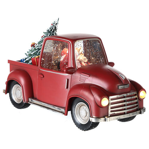 Santa Claus snow globe truck with tree 15x30x10 cm 8