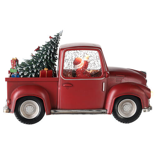 Santa Claus snow globe truck with tree 15x30x10 cm 9