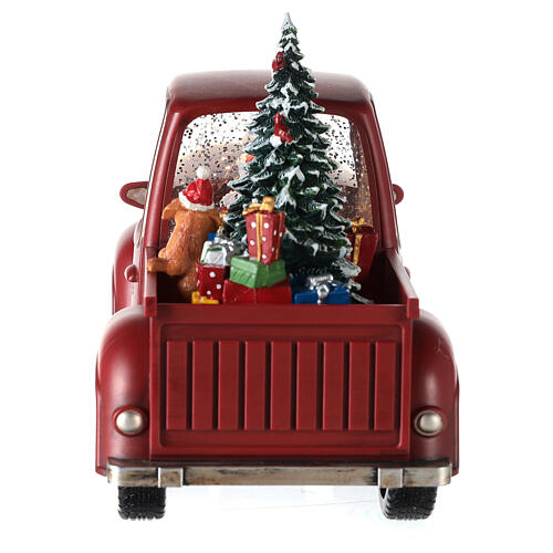 Santa Claus snow globe truck with tree 15x30x10 cm 11