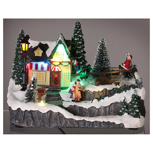 Christmas village with animated seesaw 15x20x15 cm 2