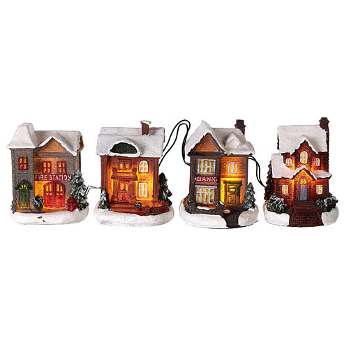 Set 15 pcs pour Villages de Noël miniatures, figurines et maisons avec lumières LED 4