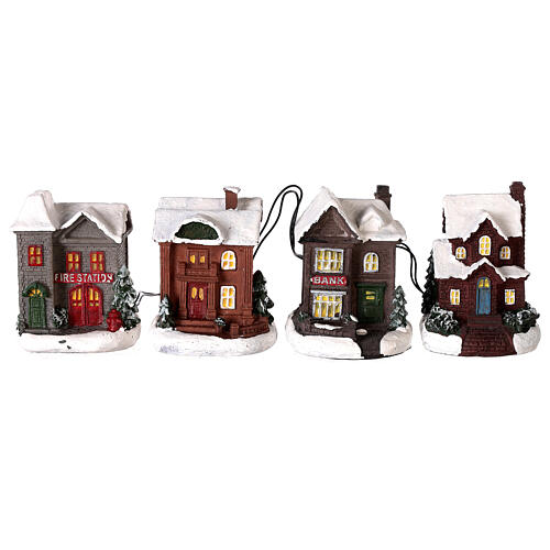 Set 15 pcs pour Villages de Noël miniatures, figurines et maisons avec lumières LED 7