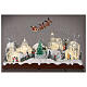 Christmas village set: clear buildings and inscription and skaters in motion 10x16x6 in s2