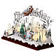 Christmas village set: clear buildings and inscription and skaters in motion 10x16x6 in s3