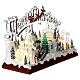Christmas village set: clear buildings and inscription and skaters in motion 10x16x6 in s4