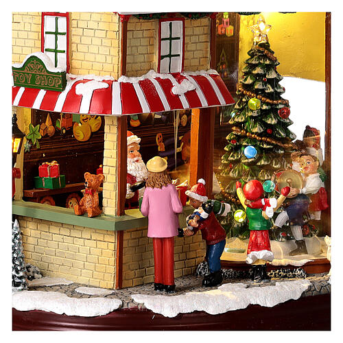 Christmas village set: Santa's shop with Christmas tree in motion 10x12x6 in 6