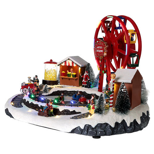 Christmas village ferris wheel sleds movement 30x40x25 cm 4