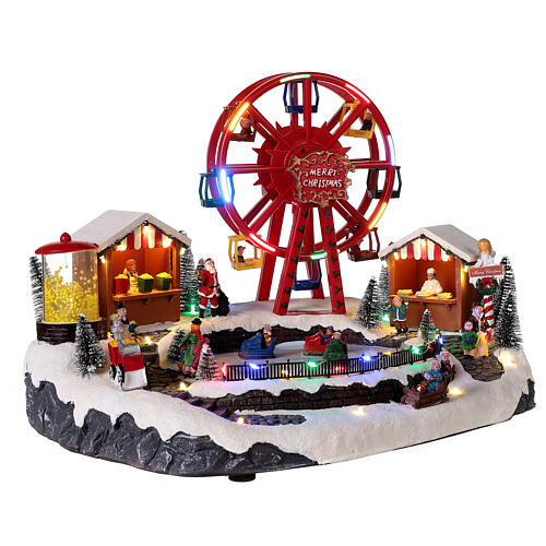 Christmas village ferris wheel sleds movement 30x40x25 cm 6