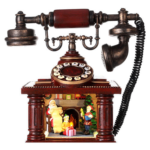 Escena navideña teléfono con Papá Noel 30x20x20 cm 3