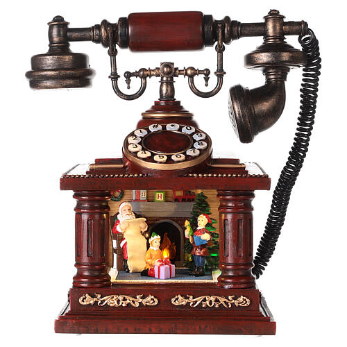 Village de Noël téléphone avec Père Noël 30x20x20 cm 1