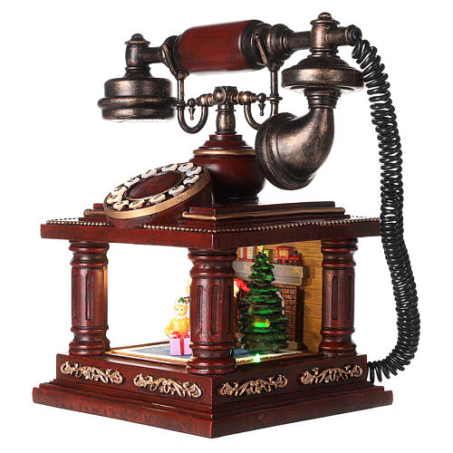 Village de Noël téléphone avec Père Noël 30x20x20 cm 5