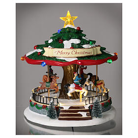 Village de Noël carrousel avec animaux 30x20x20 cm