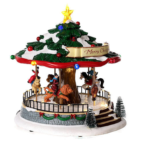 Village de Noël carrousel avec animaux 30x20x20 cm 4