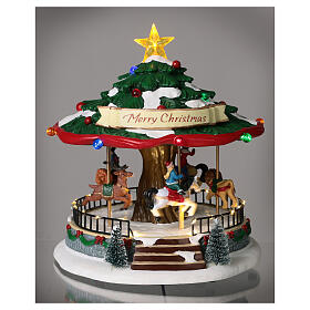 Christmas village carousel with animals 30x20x20 cm