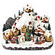 Pueblo navideño con esquiadores árbol movimiento 30x40x25 cm s3