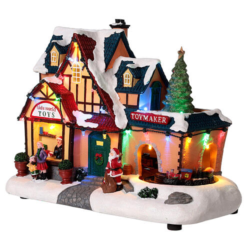 Christmas village set: toy shop and toy maker 10x10x6 in 3