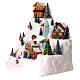 Christmas village with skiers and river 35x30x20 cm s4