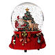 Boule à neige boîte à musique Père Noël avec sapin et renne 15 cm s2