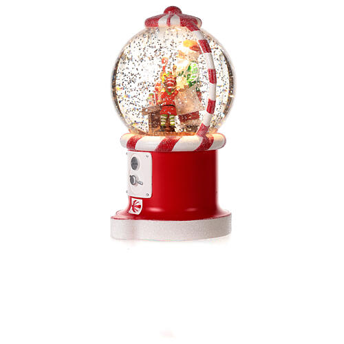 Schneekugel mit Weihnachtsmann Elfe und Geschenke mit Lichtern, 20 cm 4