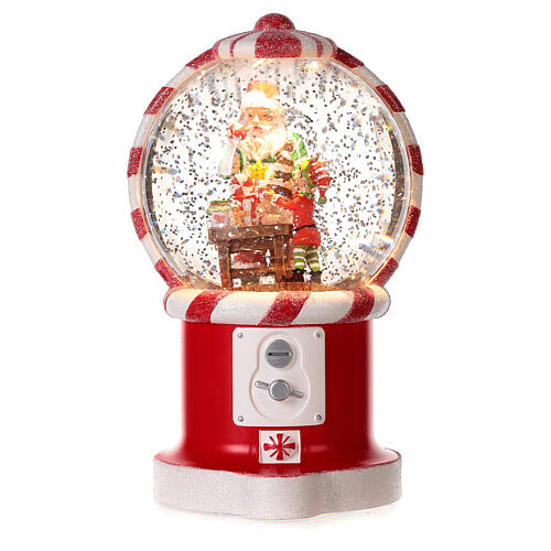 Snow globe: candy dispenser with Santa and his elf 8 in 3