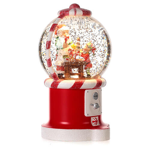 Papá Noel esfera con elfo y regalo luces 20 cm 5