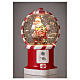 Boule à neige distributeur de bonbons avec Père Noël et elfe 20 cm s2