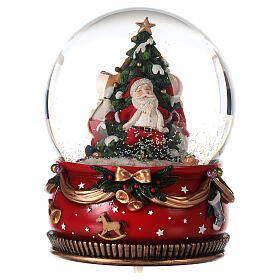 Snow globe with Santa and Christmas tree, music and mouvement, 8 in