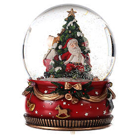 Globo de neve com Pai Natal e árvore, música e movimento, 20 cm