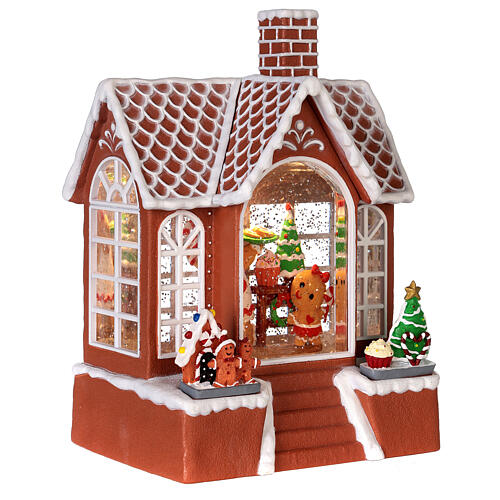 Gingerbread house snow globe lights and movement 25 cm 6